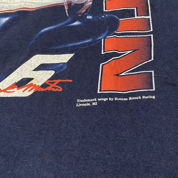 Vintage Nascar Mark Martin Shirt Size M Blue Big Face 90s Nutmeg Roush Racing - Picture 6 of 12